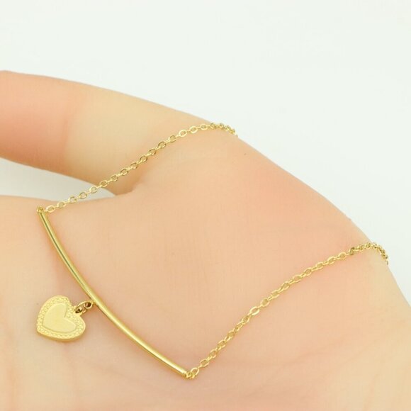 Yellow Gold Heart Pendant Necklace with Adjustable Chain, XPNL0358 - Picture 3 of 13